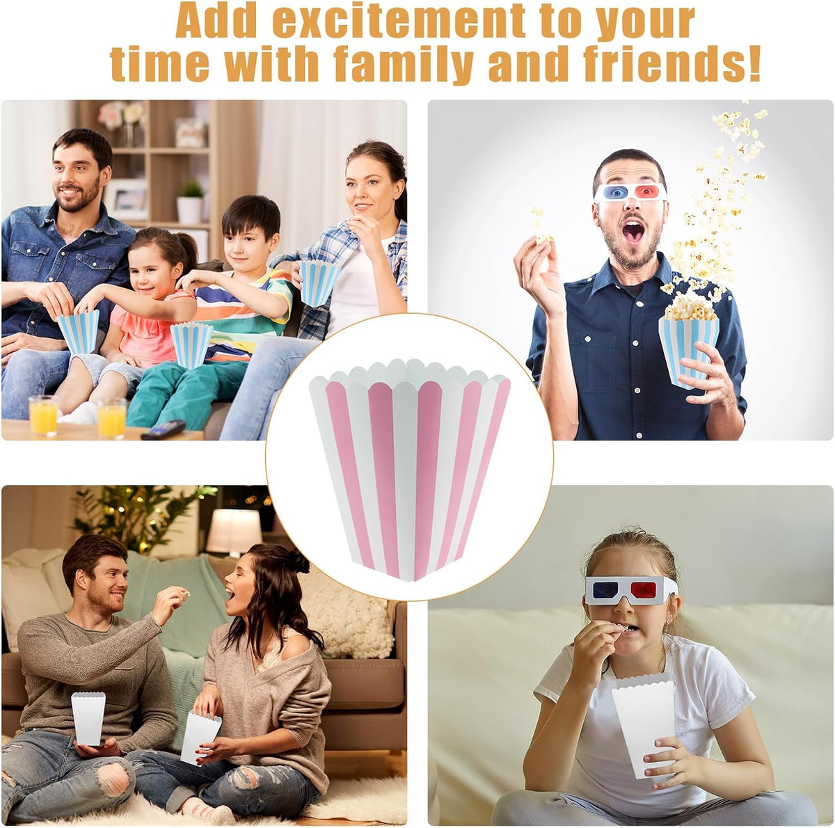 50 Pcs Pink Popcorn Boxes Mini Paper Popcorn Box Cardboard Container for Party Disposable Snack