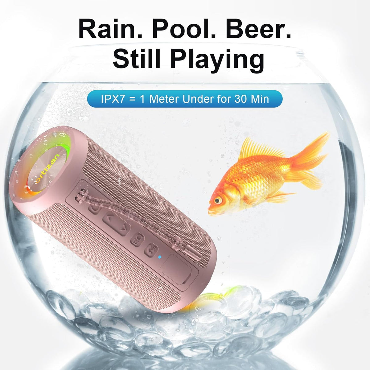 Ortizan Wireless Portable Bluetooth Speaker, IPX7 Waterproof, Dustproof and Rustproof, Powerful 24W