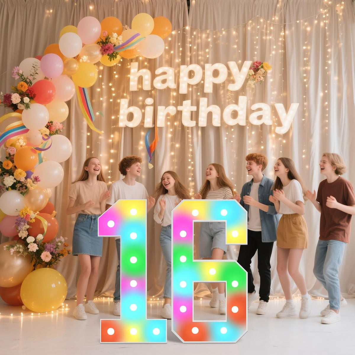 Ledido 4FT Marquee Light Up Numbers, 34 Colors Changing Marquee Numbers 4 Feet Tall with Remote