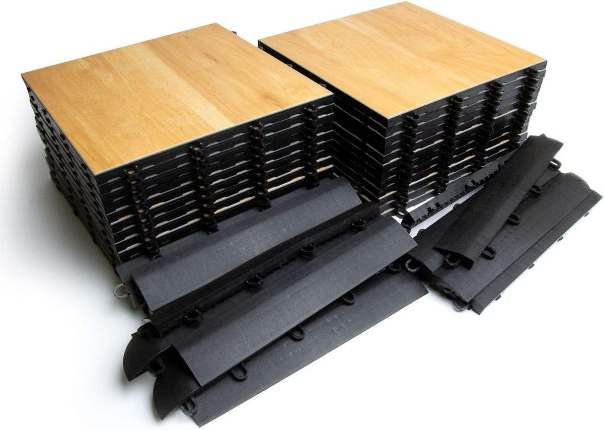 Big Floors 5X5MAPLEFLOOR Interlocking Lightweight Plastic Modular Dance Floor Kit (5' x 5'), Maple