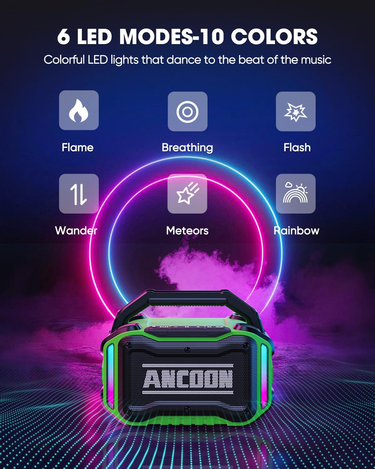 Speakers Bluetooth Wireless: 80W(Peak) Loud Speaker with Bass, 20H Playtime, IPX6 Waterproof, Large