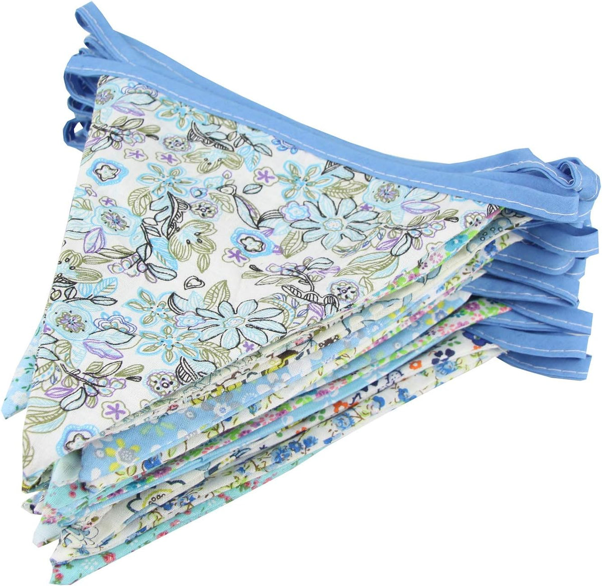 10M/32Ft Triangle Bunting Banner, 36 Pcs Cotton Fabric Flags Pennant Garlands for Birthday Party