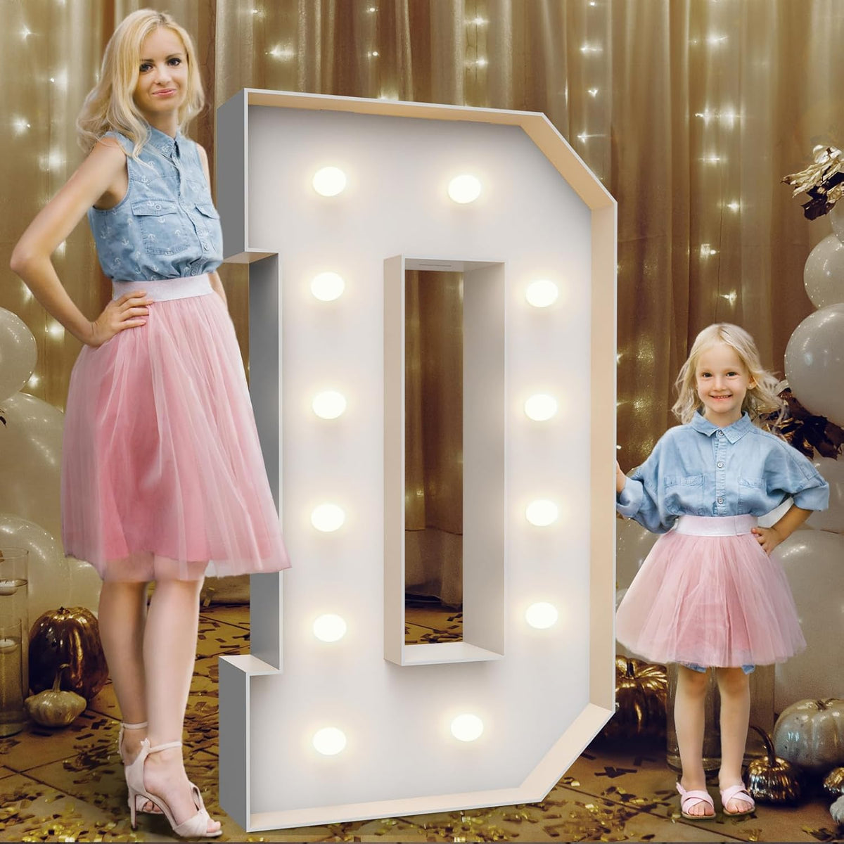 4FT Marquee Light Up Letters D,Party Decoration Large Marquee Light Up Letters with Weighted Water