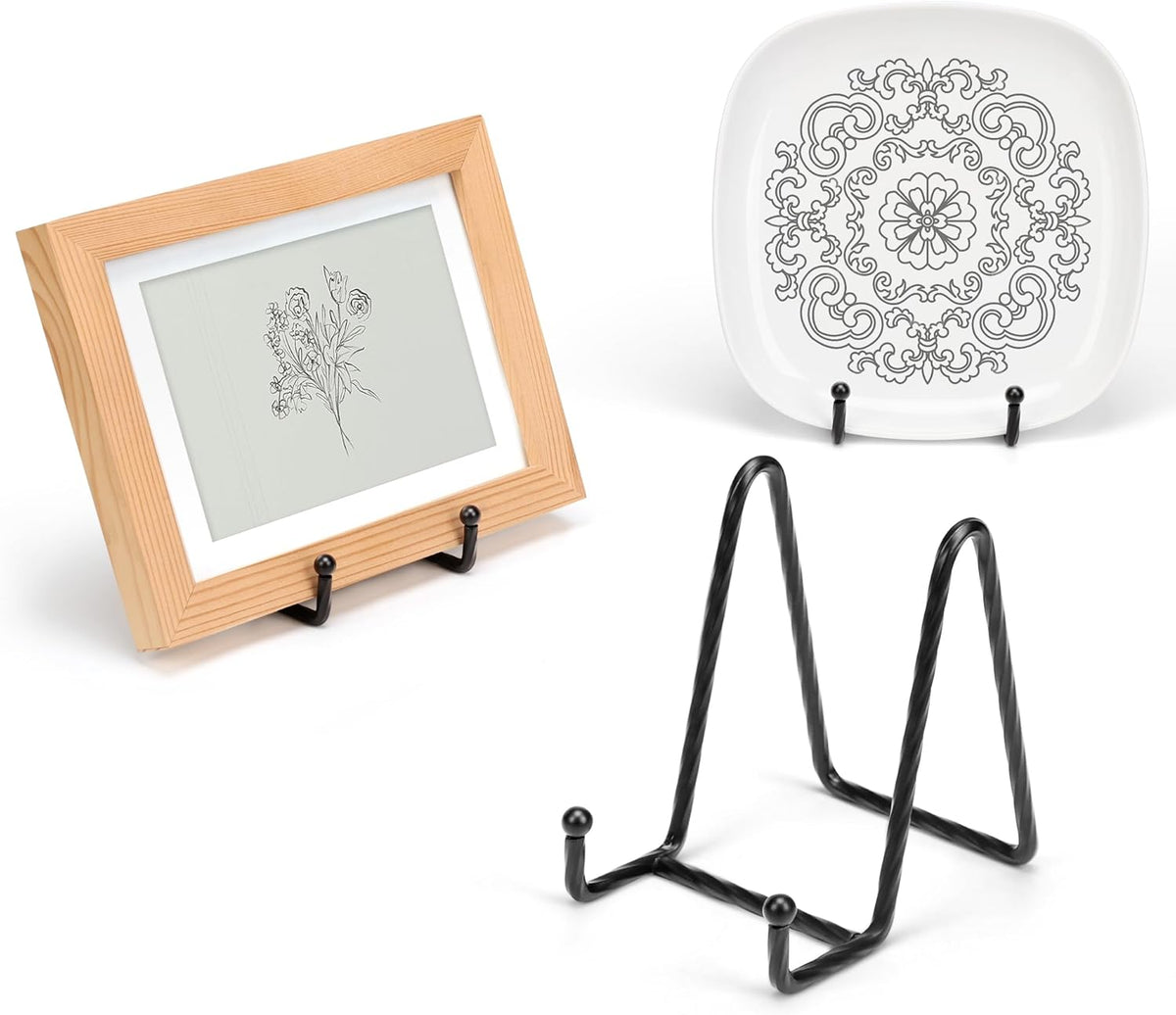 3 Pack 4.5inch YCLYC Picture Stands for Display, Black Metal Plate Stands for Display - Decorative
