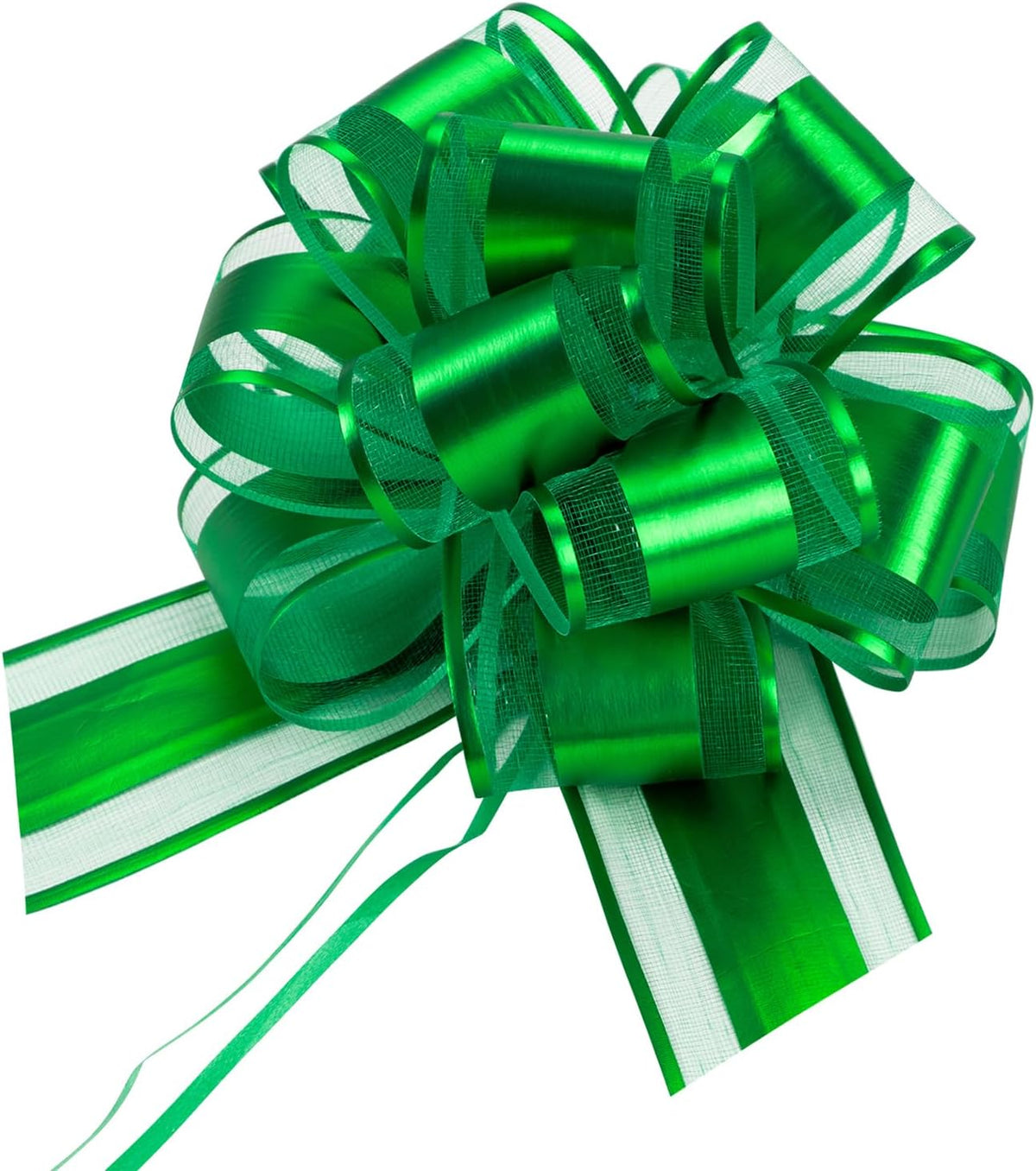 12 PCS 6 Inch Large Pull Organza Green Bows - Perfect for Gift Wrapping, Wedding Decor, Car Bows