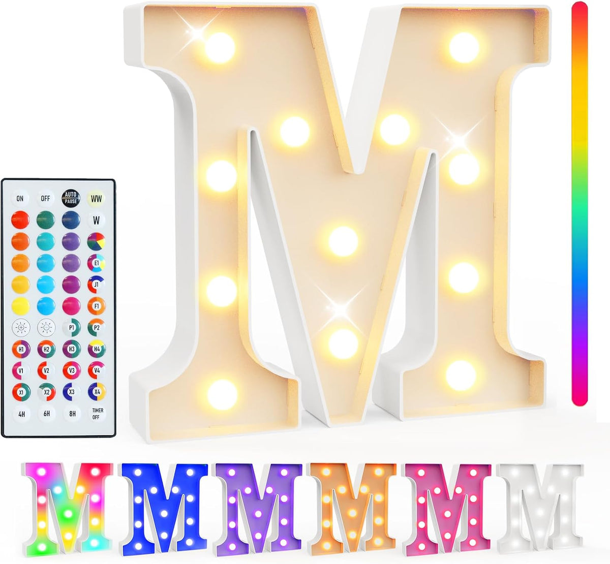 Pooqla Colorful Light Up Letters with Remote, Upgraded 35 Colors LED Marquee Letters, RGB Lighted