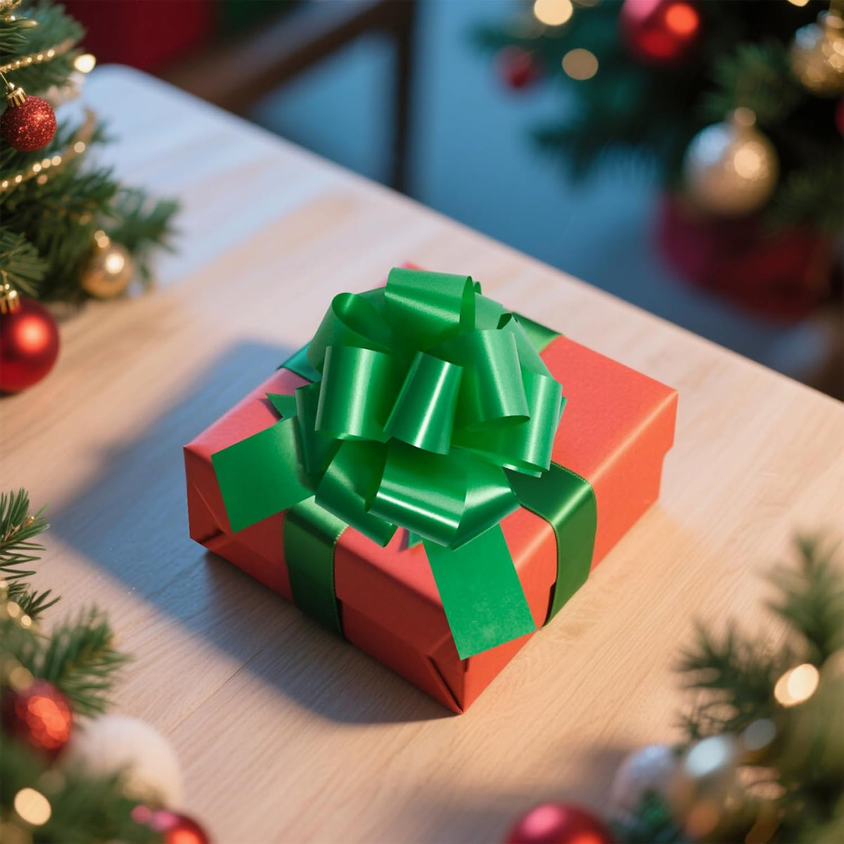 6 Pcs 6 Inch Green Pull Bows, Perfect for Gift Wrapping, Gift Wrapping Baskets Wedding Christmas
