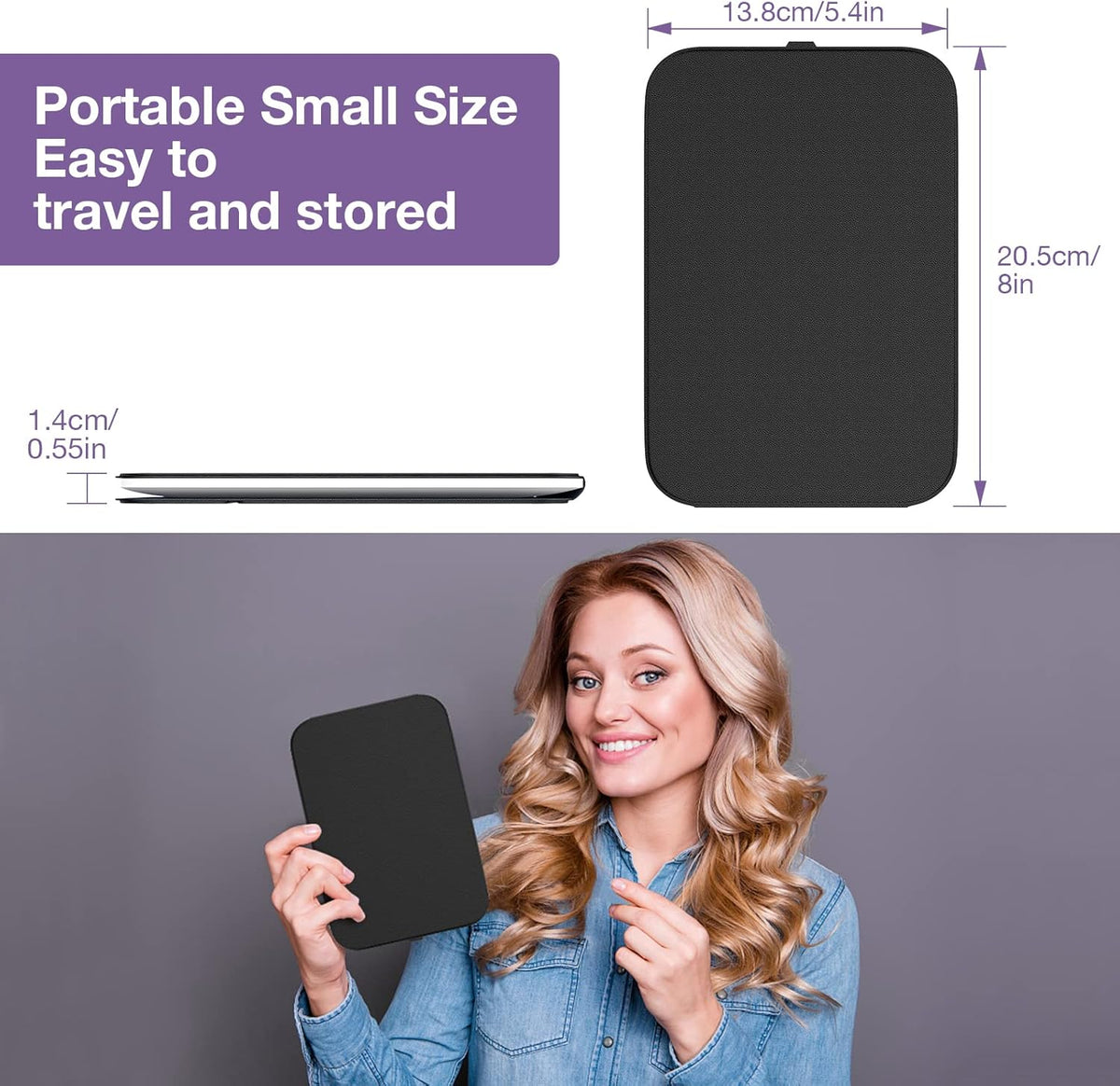 Kintion Travel Makeup Mirror, Portable LED Lighted Makeup Mirror, 360° Rotation Touch Screen Vanity
