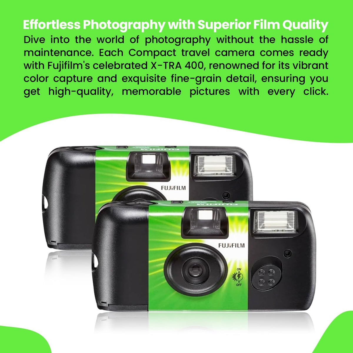 Fujifilm QuickSnap Flash 400 Disposable 35mm Camera • 2 Pack • 2 Hand Straps • BluebirdSales