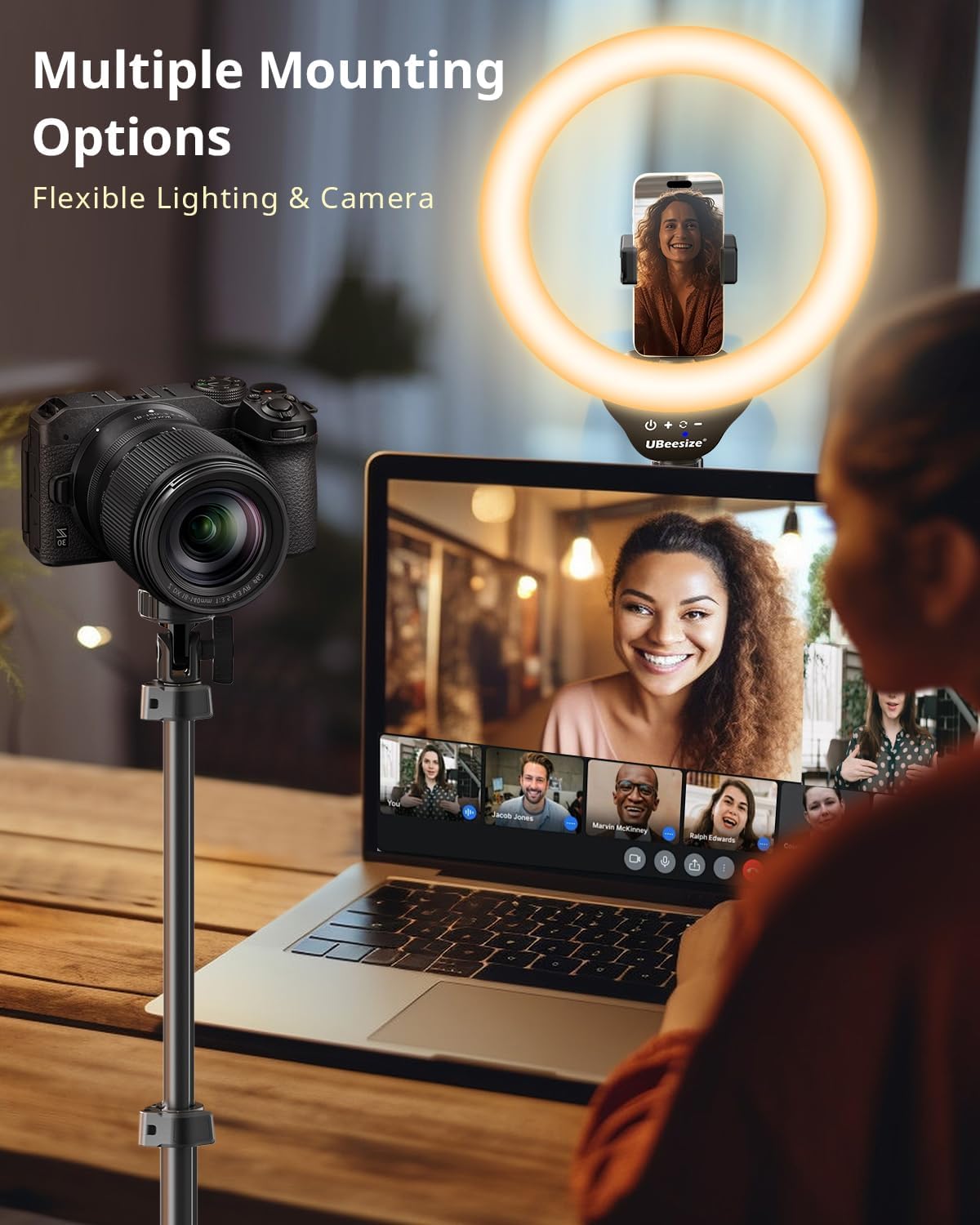 UBeesize 12'' Selfie Ring Light with 62’’ Tripod Stand for Video Recording, Live Streaming(YouTube