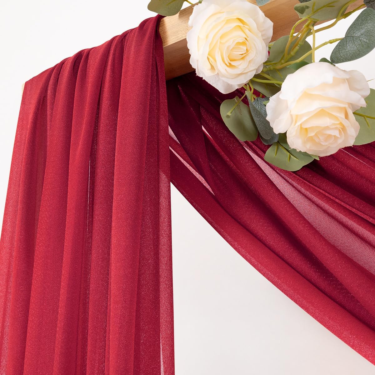 MLMC Red Wedding Arch Draping Fabric 1 Panel 29" x 20 FT Extra Long Gauze Drapes Sheer Backdrop