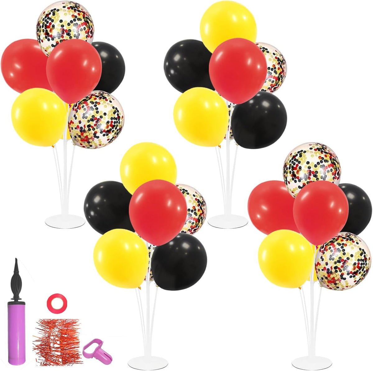 Red Yellow and Black Balloon Stand Centerpiece Table Decorations for Mouse Birthday Movie Night