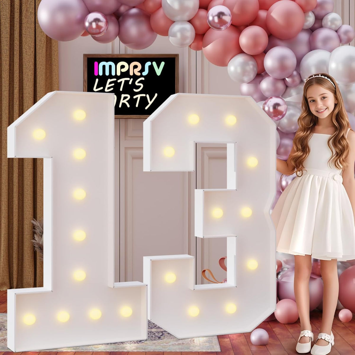 imprsv 4FT Marquee Numbers 13,DIY Light Up Numbers for 13th Birthday Decorations, Party