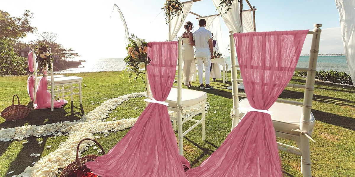 50 PCS Cheesecloth Chair Sashes, Bows Designed ChairSashes, 15.7x70 inch Chair Sashes for Aisle
