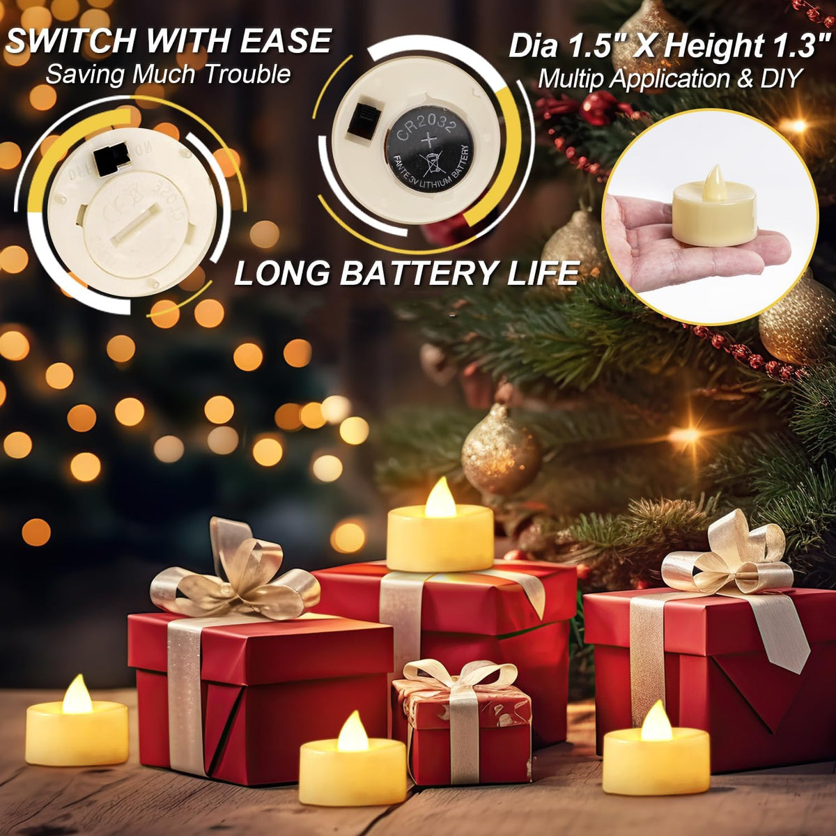 BEICHI Flameless Candles, 24Pack Battery Operated Candle, LED Tea Lights Candles Battery Operated