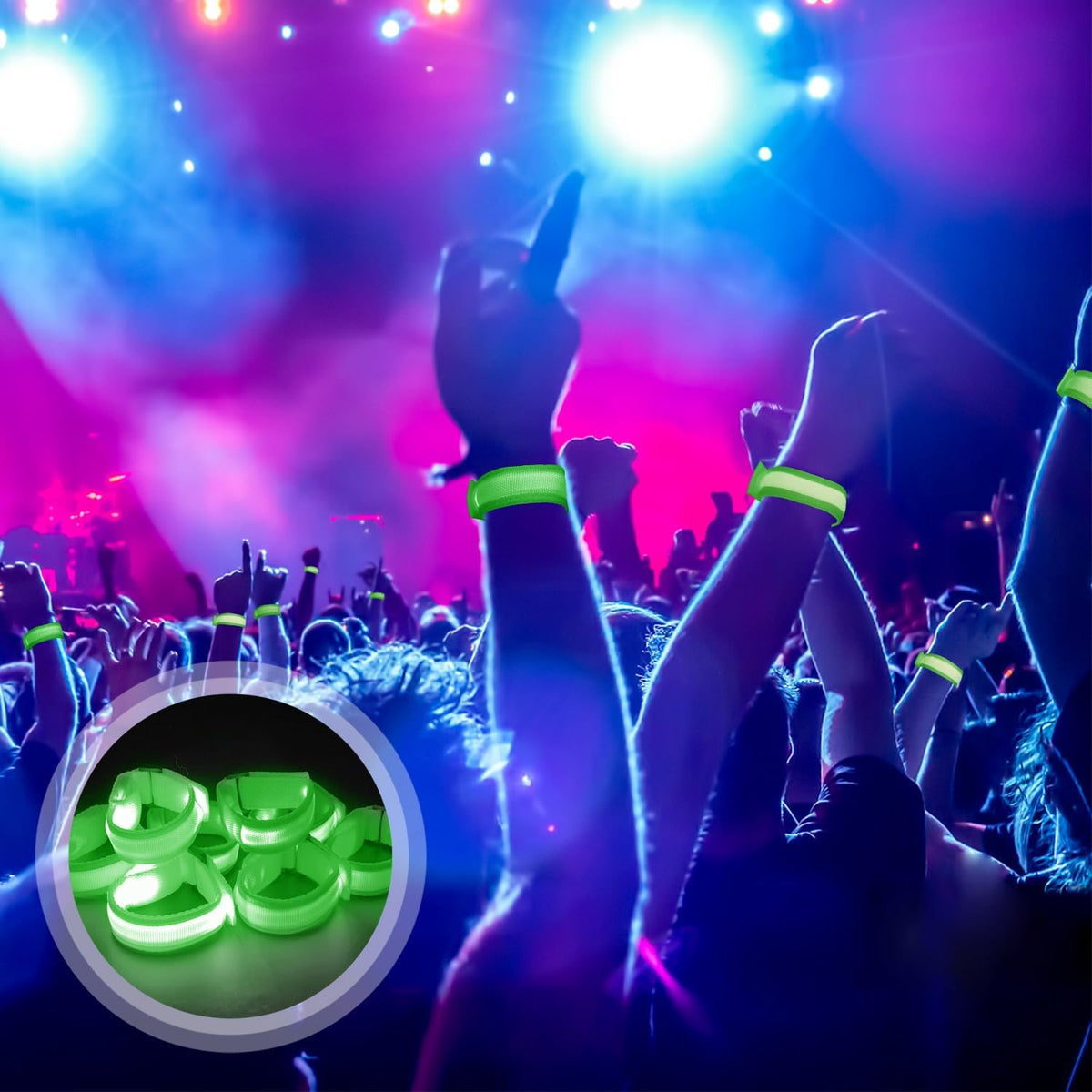 M.best 8pcs LED Light Up Bracelets Glow Flashing Wristbands Glow in The Dark Party Supplies for