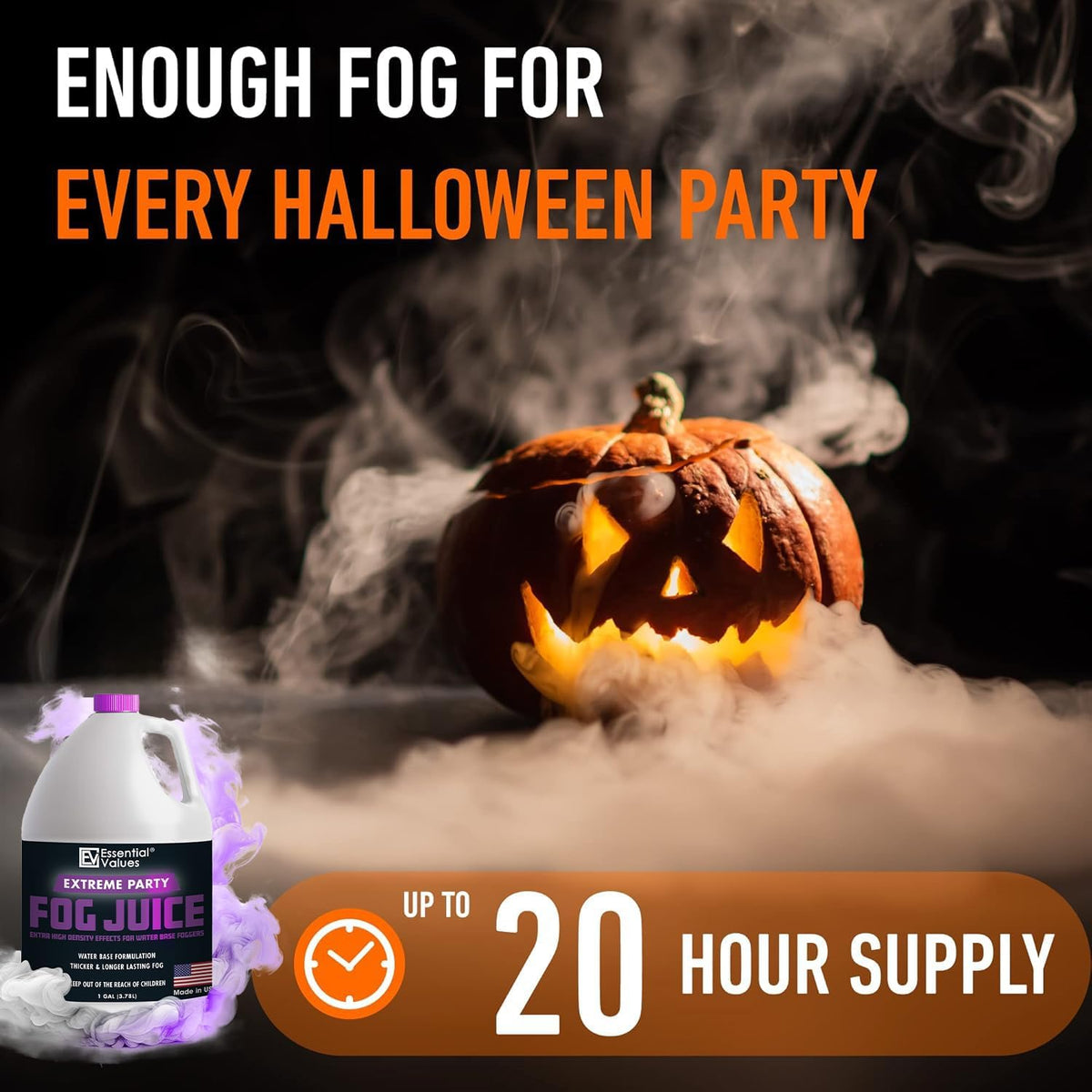 Essential Values Fog Machine Fluid - Extreme High Density Fog Juice (128 FL OZ / 1 Gallon)