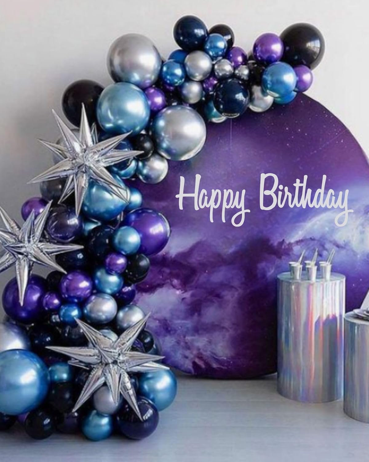 Paready Purple Blue Balloons Set, 50pcs 12 Inch Metallic Blue Purple Latex Balloons Helium For Boys