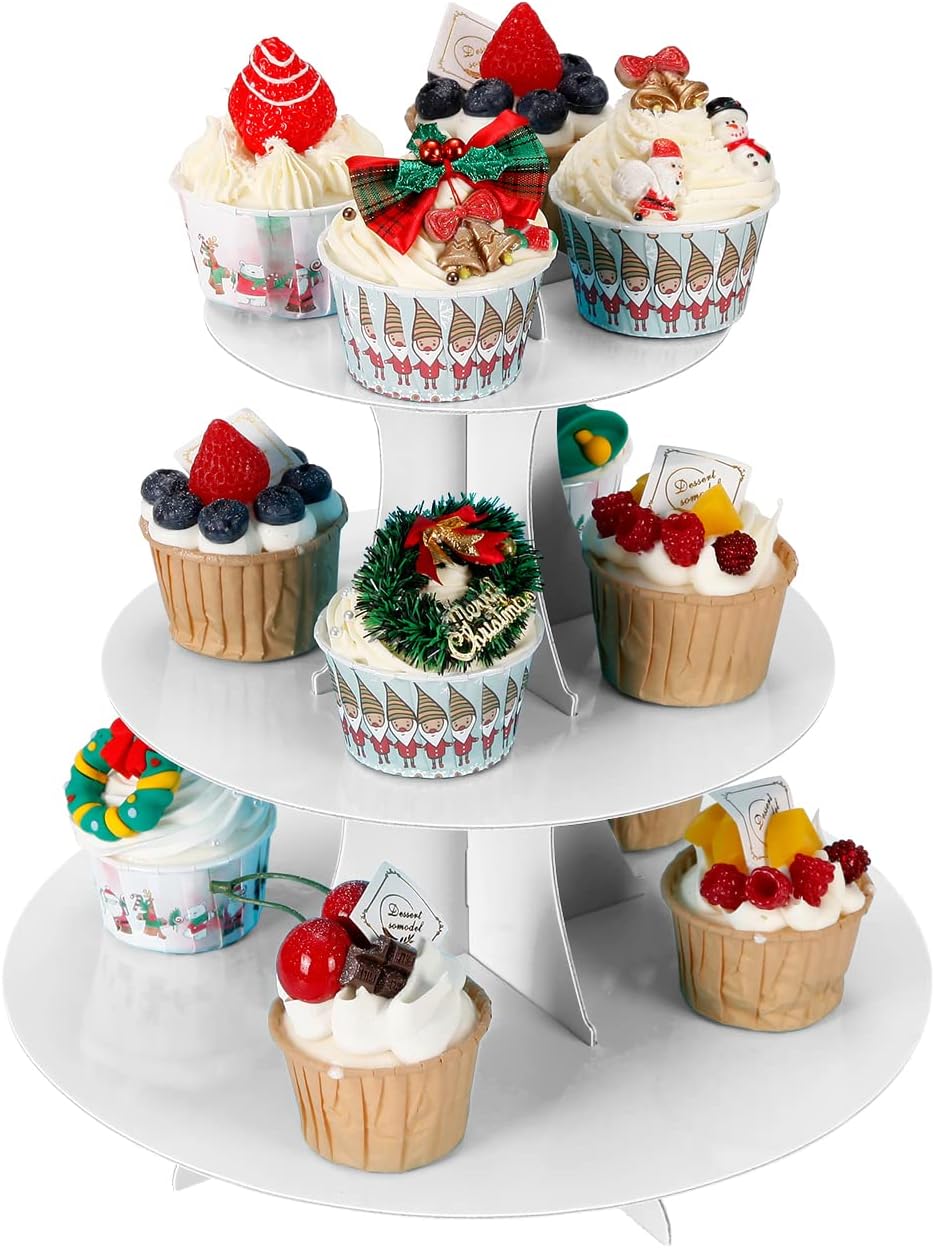 3-Tier Cupcake Stand, Cake Stand holder, Tiered DIY Cupcake Stand Tower for Dessert Table Displays