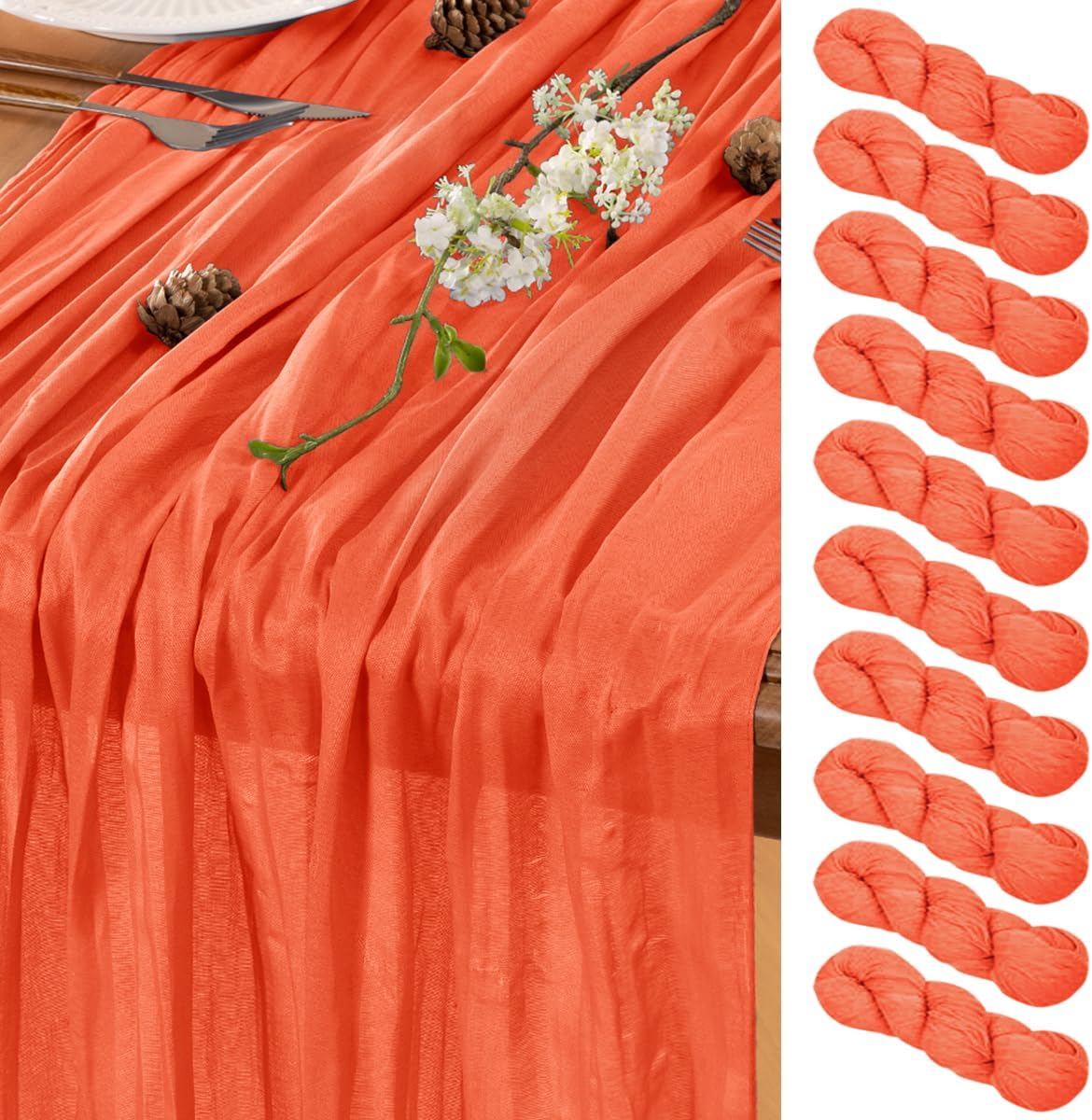 Orange Table Runner Cheesecloth Table Runners 10 Pack 10FT Baby Shower Decoration 120 InchesFall