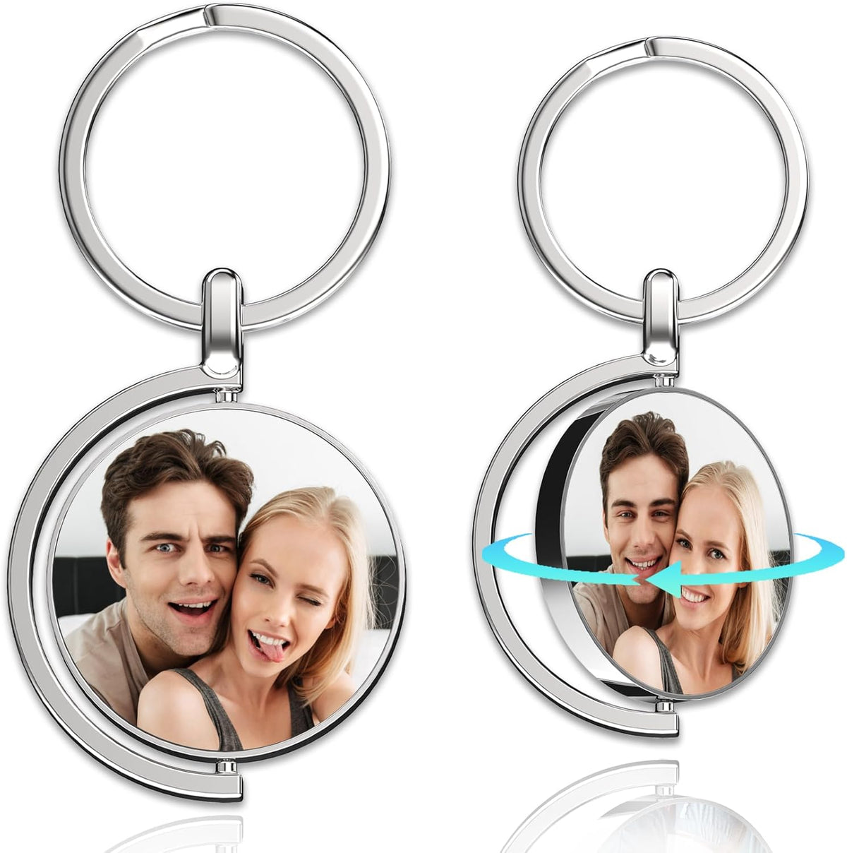 Personalized Custom Keychain with Picture - Turnable Double Sided Colorful Photo Key chains