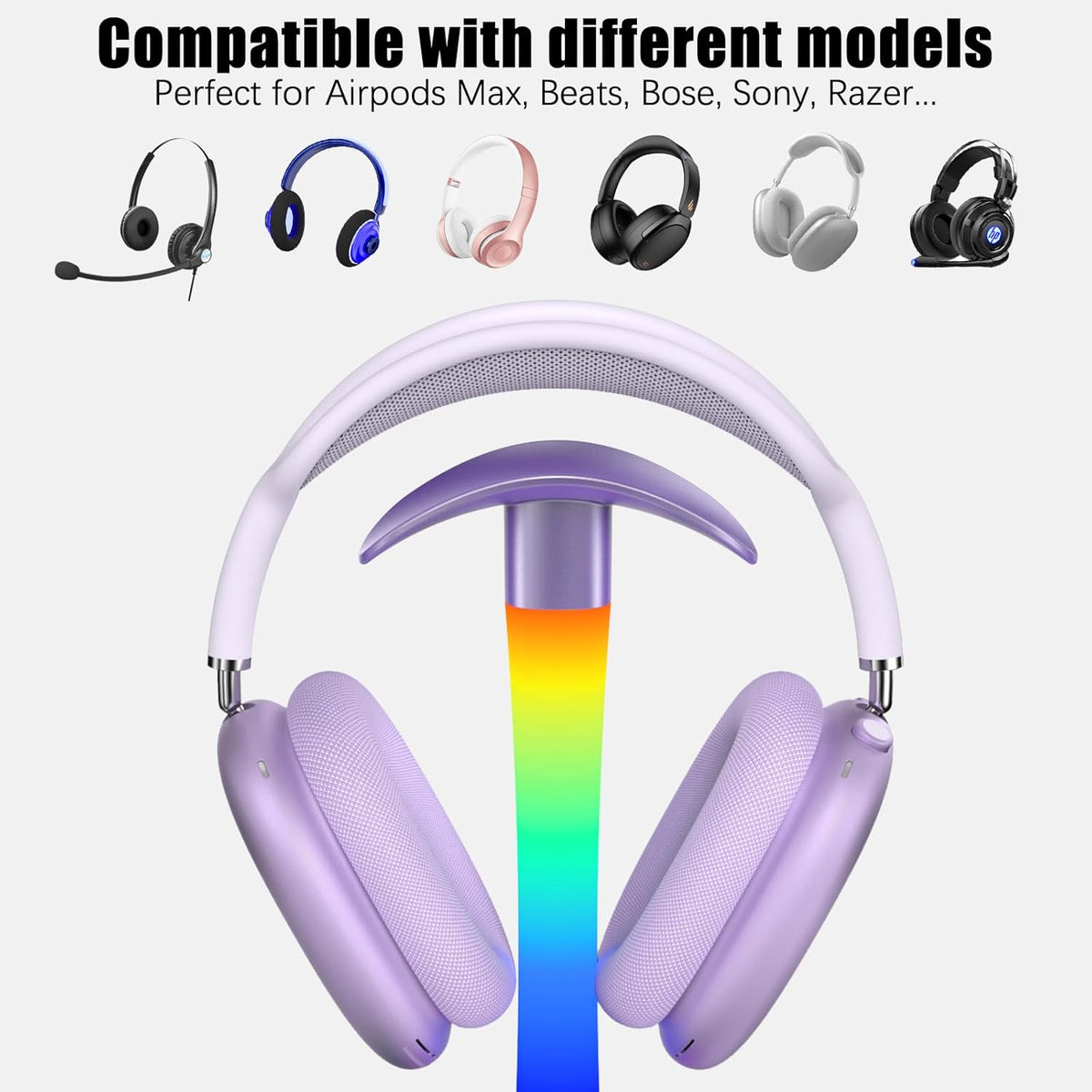 Headphone Stand with Wireless Charger,Gaming Headset Stand with RGB Light Mode,Airpod Max Stander