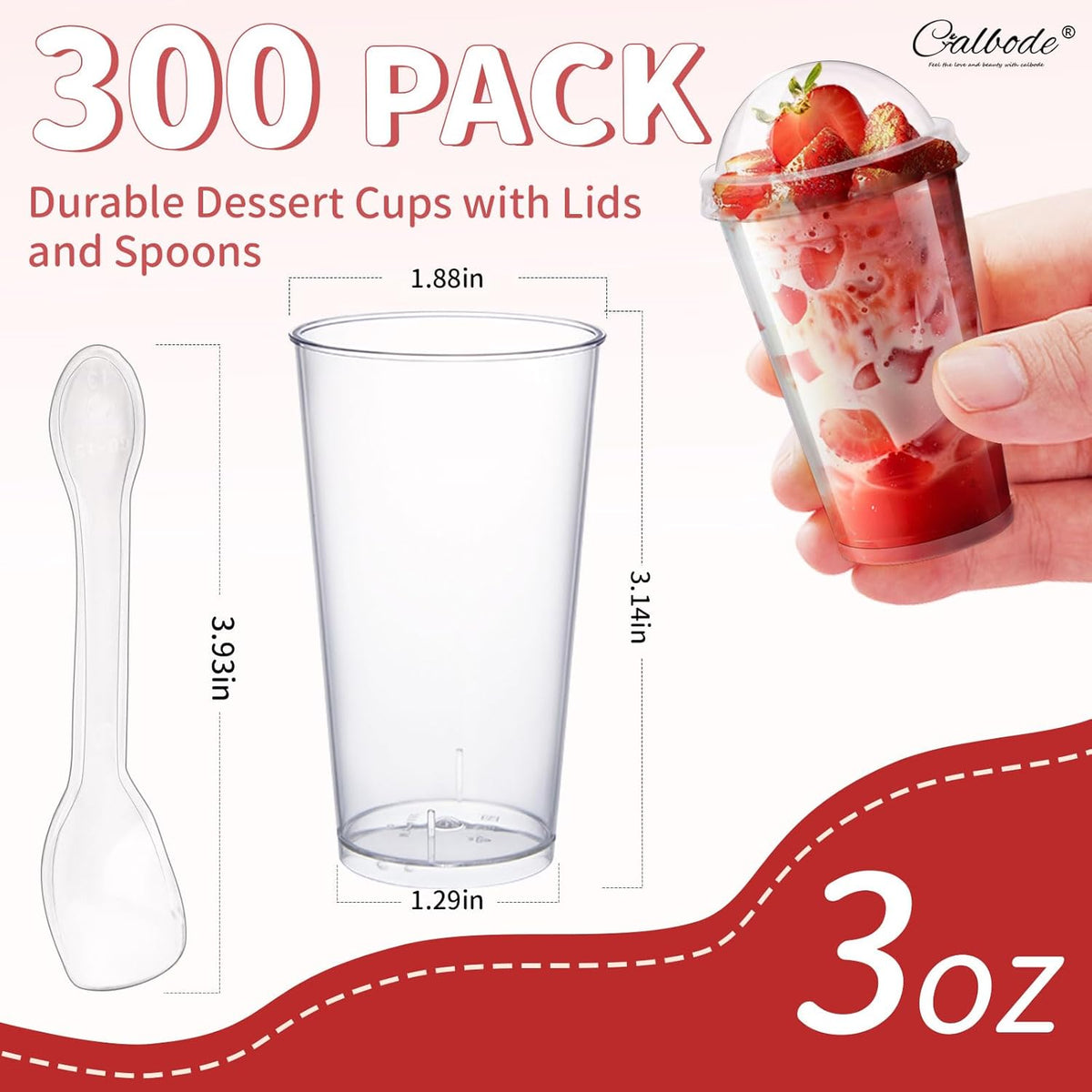 100Pcs 3oz Mini Dessert Cups with Lids and Spoons Clear Plastic Disposable Parfait Cups, Small