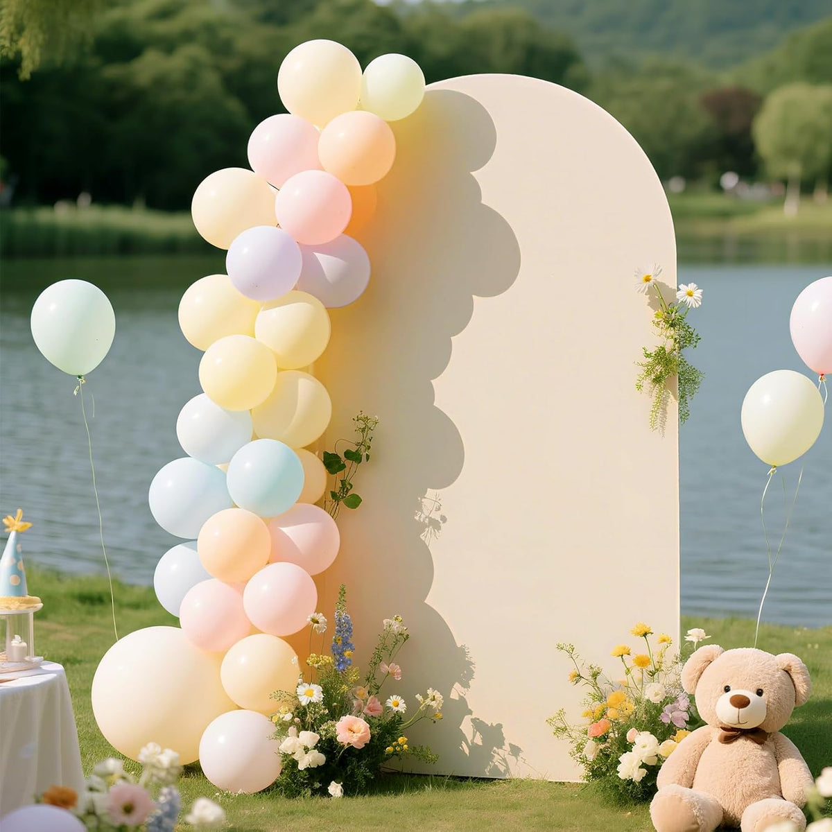 Ledido Wedding Arch Backdrop Cover 6FT Arch Covers Fitted Stretchy Spandex Round Top Stand Backdrop