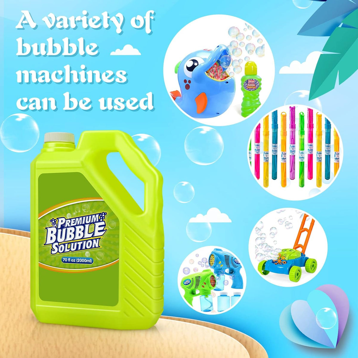 Bubble Solution Refill - 70 Ounce Premium Bubble Liquid Refills for Bubble Machine, Wand, Gun