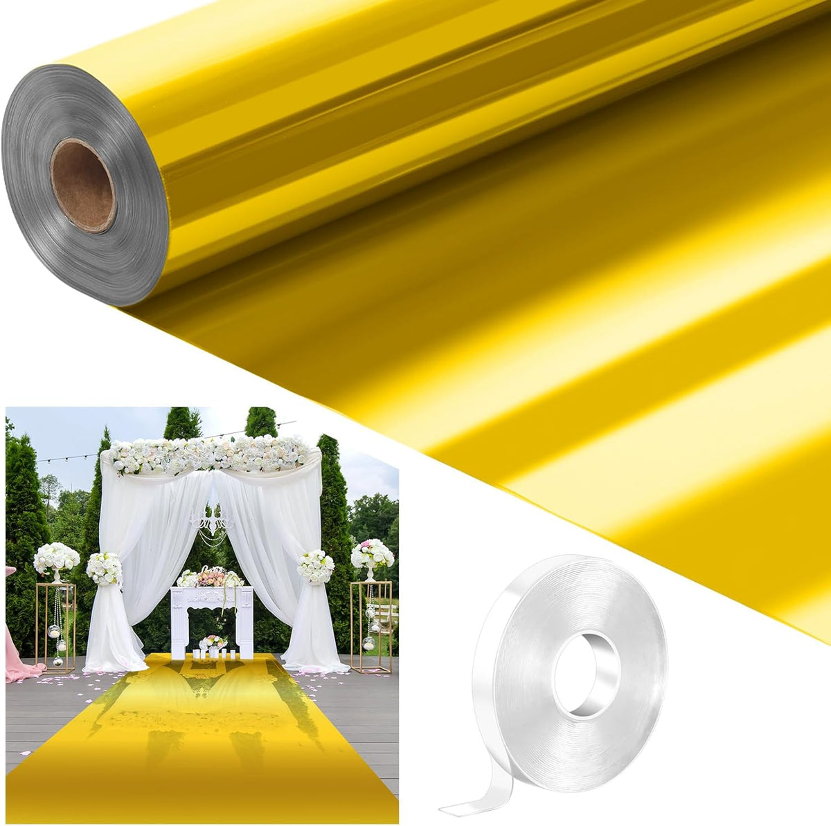 3.3 x 98.4 ft Mirror Rug Aisle Runner for Wedding Ceremony Double Sided Reflective Carpet Aisle