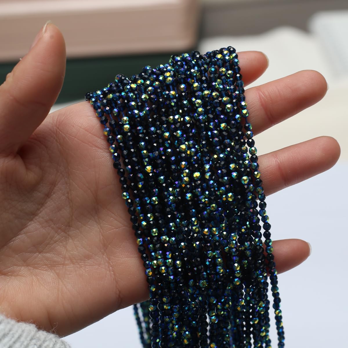 10 Strands Artificial Color Plating Faceted Beads Synthetic Colorful Crystal Beaded for Jewelry