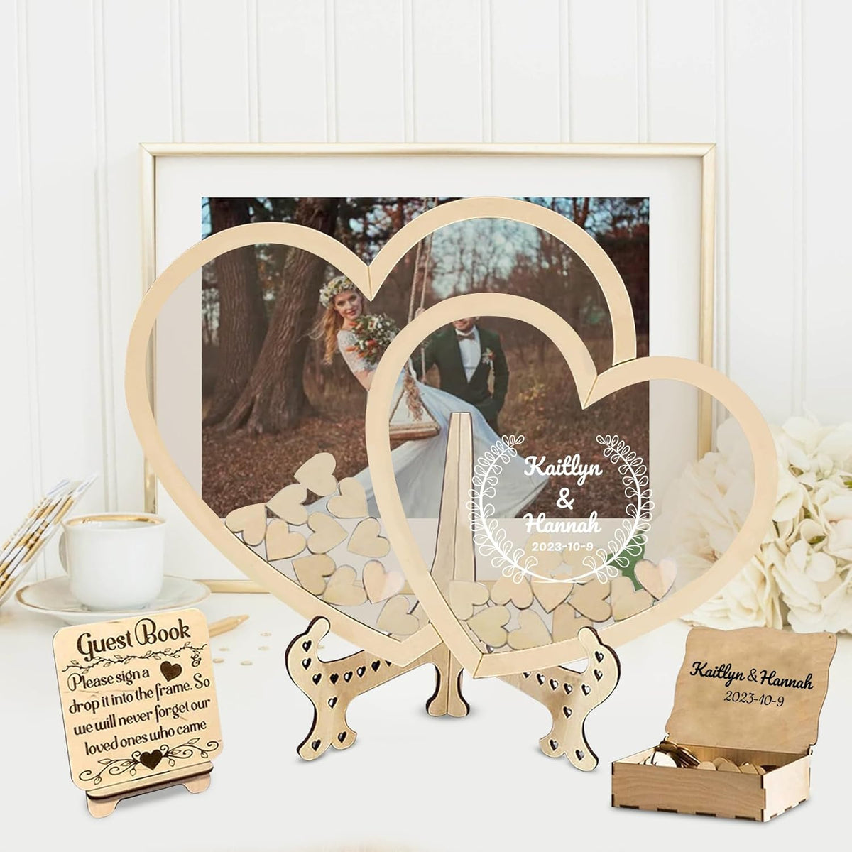 Personalized Wedding Guest Book Alternative Custom Name & Date Guestbook Sign Customized Guest Book