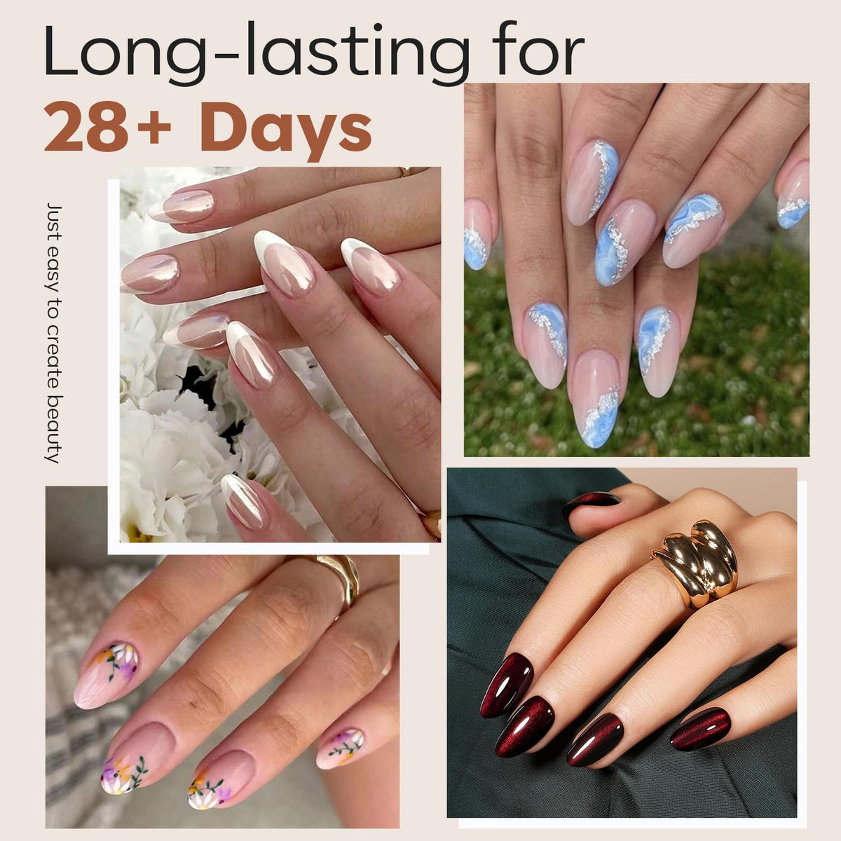 modelones Short Almond Nail Tips, Pre-shaped Soft Gel Tips Fake Nails False Acrylic Clear Full
