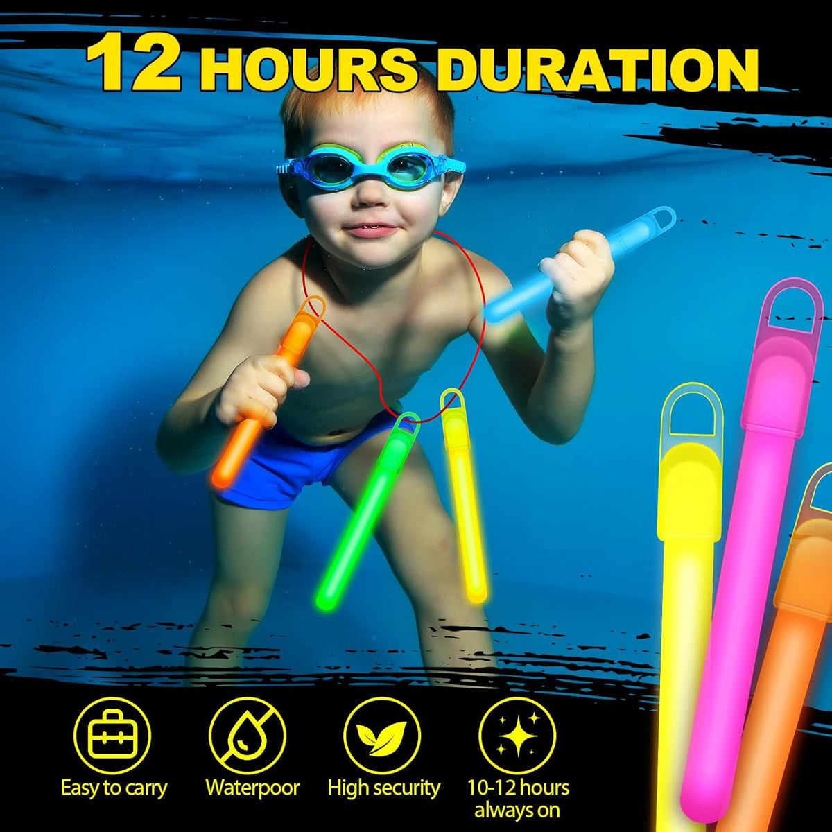 Lewtemi 50 Set 4'' Glow Sticks Bulk, Hallowee Glow in The Dark Party Supplies, Emergency Light