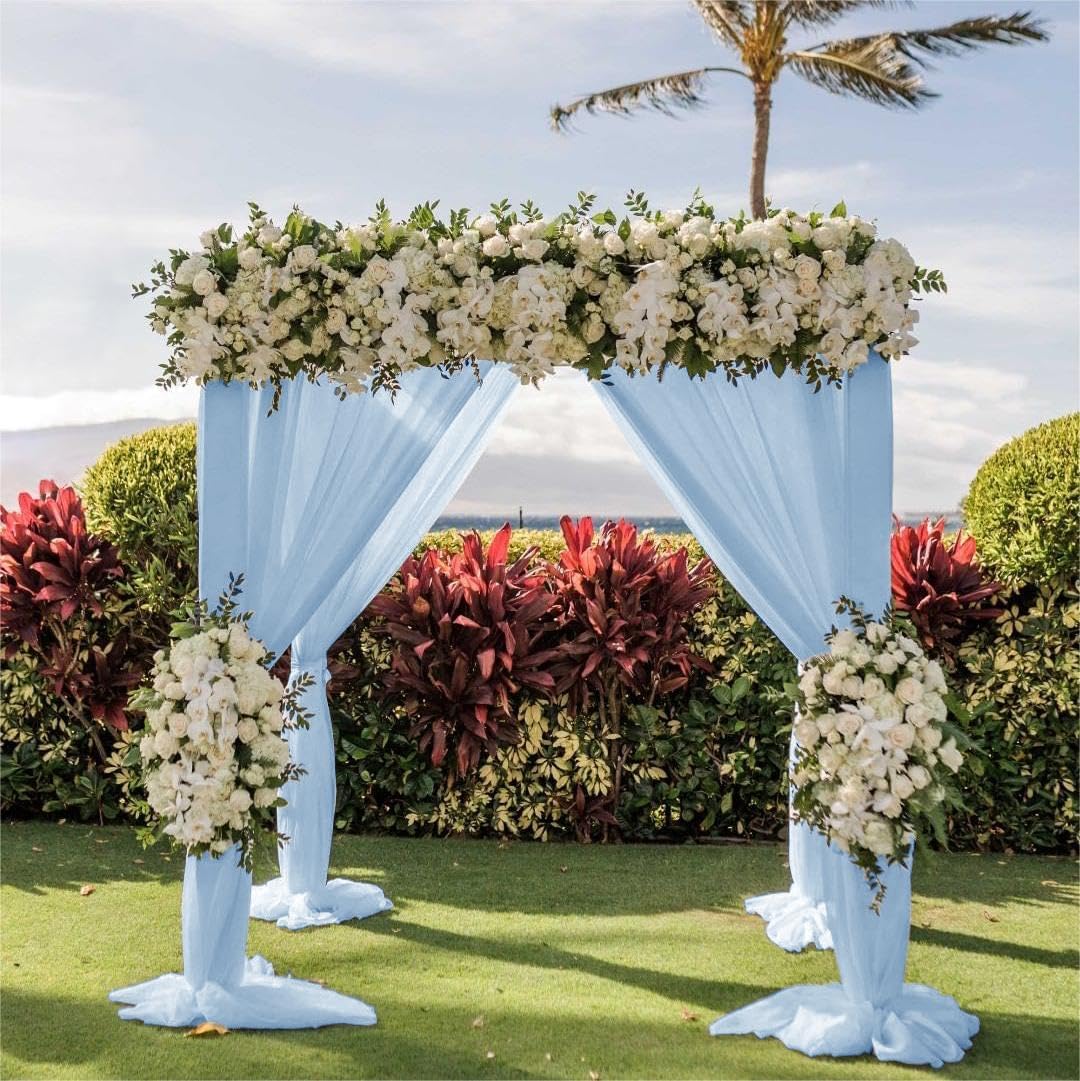 Wedding Arch Draping Fabric 2 Panels 30'' x 18FT Baby Blue Sheer Chiffon Arch Drapery for Photo
