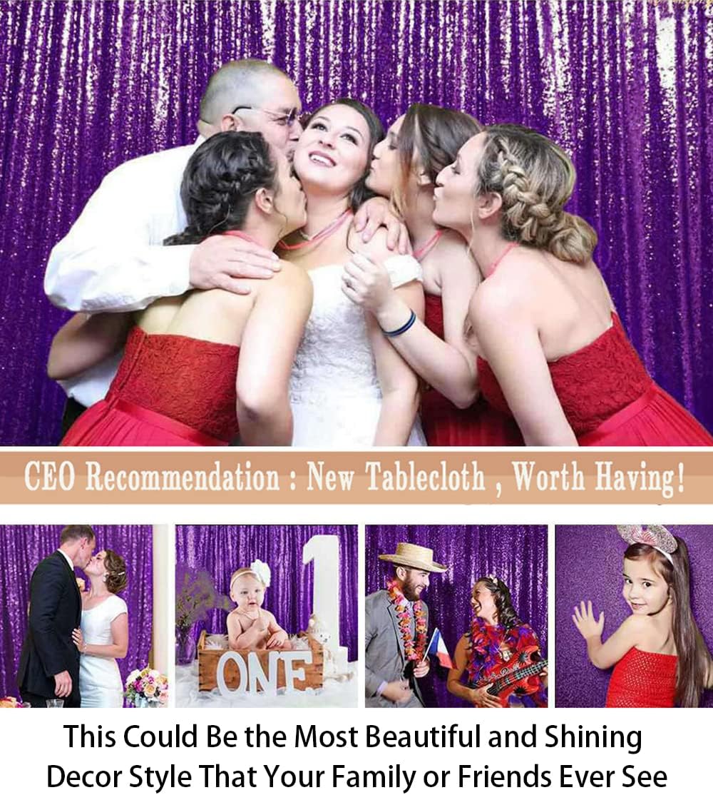 ShinyBeauty Purple Sequin-Backdrop-Curtain 2Panels 5FTx10FT Glitter Wedding Backdrop Photography