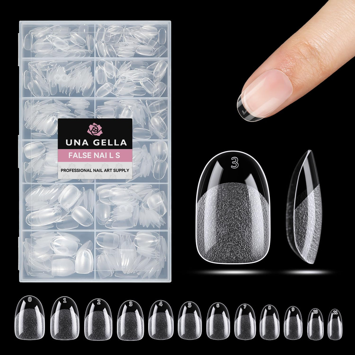 UNA GELLA Oval Gel Nail Tips, 312 Pcs Short Oval Round Nails Pre-Etched Half Matte Clear Acrylic