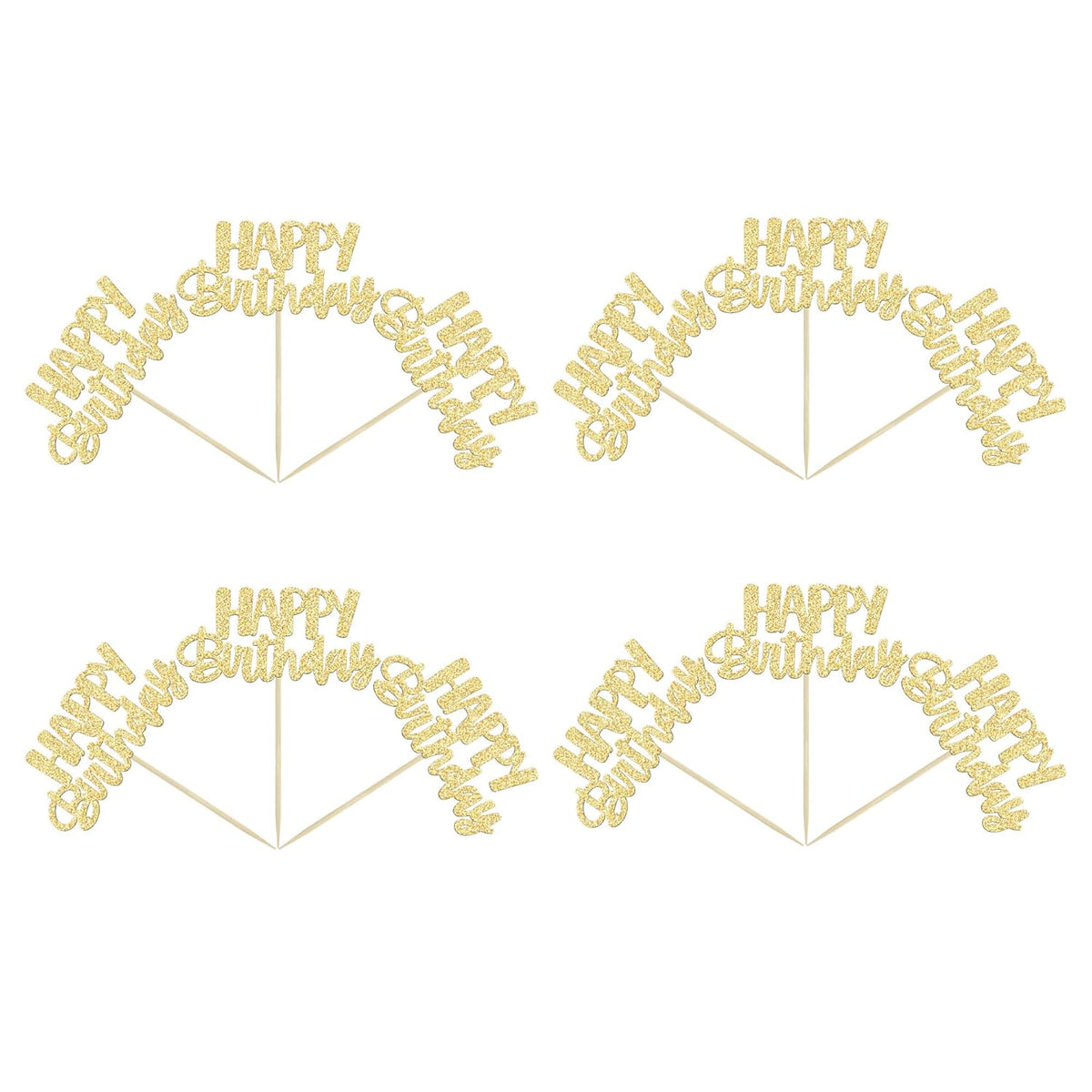 Gyufise 24Pcs Happy Birthday Cupcake Toppers Gold Glitter Celebrating Birthday Cake Picks Baby