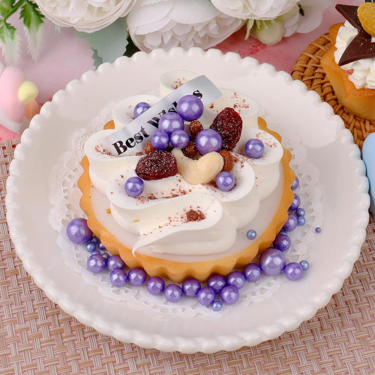 Purple Pearl Sprinkles for Cake Decorating, 11.3 Oz Edible Pearls Sugar 4 Sizes Gift Box Set for
