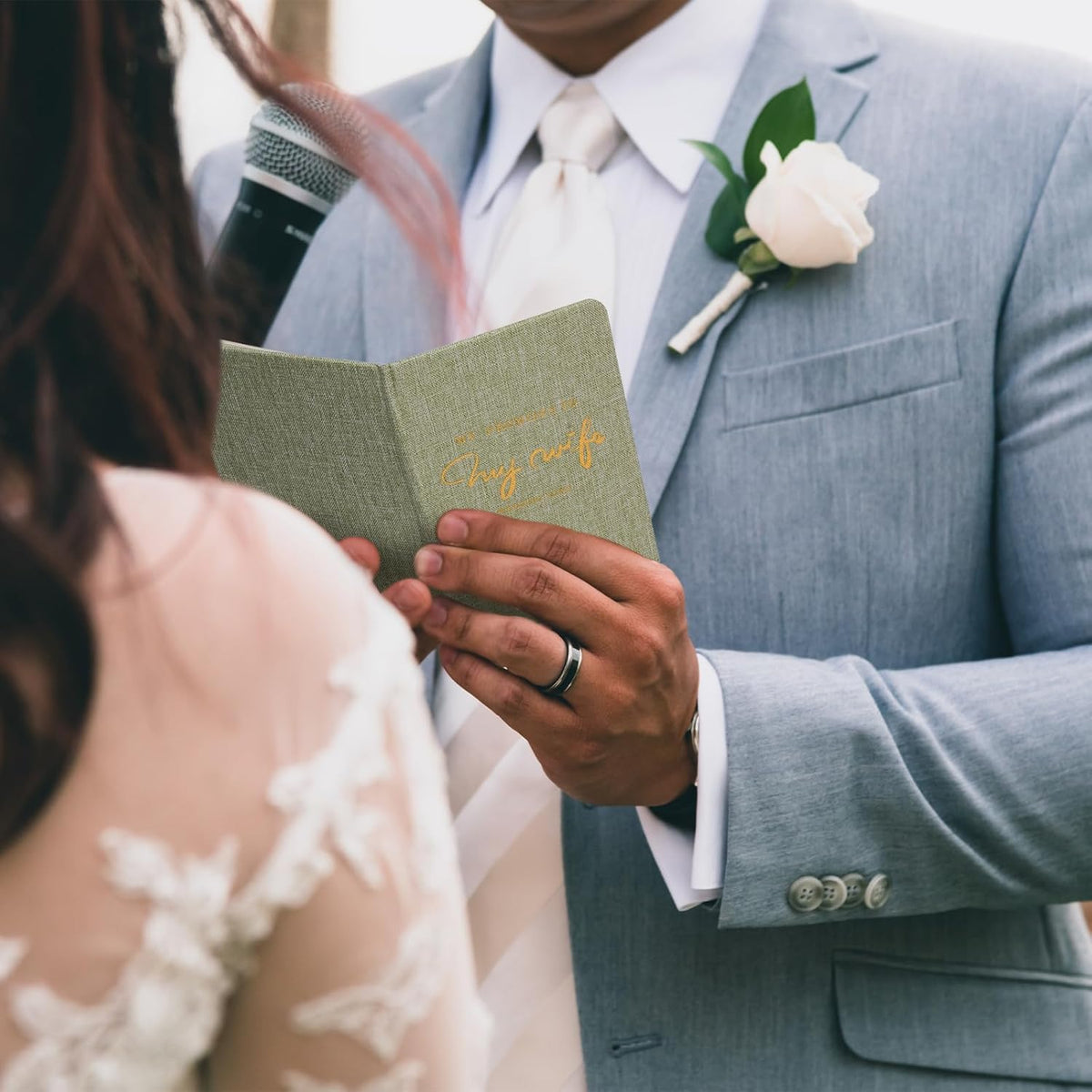 Vienrose Wedding Guest Book Set with 2 Vow Books and A Guest Book,Sign-in Book Personalized Linen