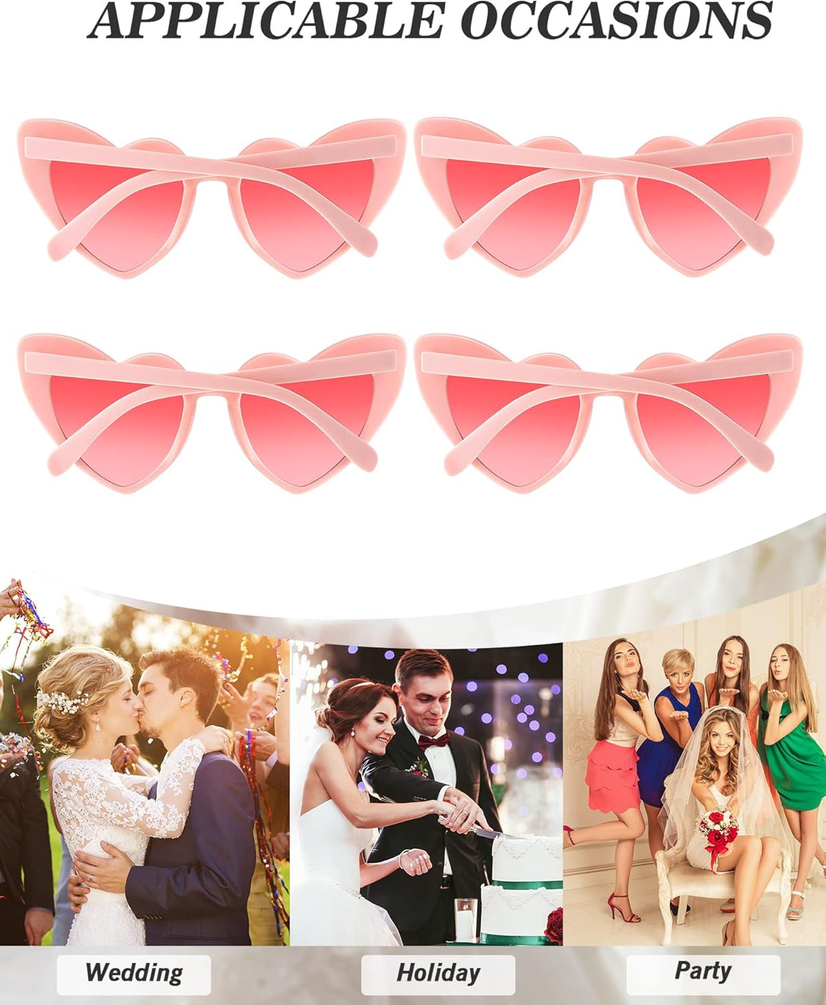 Flutesan 20 Pairs Retro Heart Sunglasses Vintage Cat Eye Heart Glasses Women Bachelorette Bride