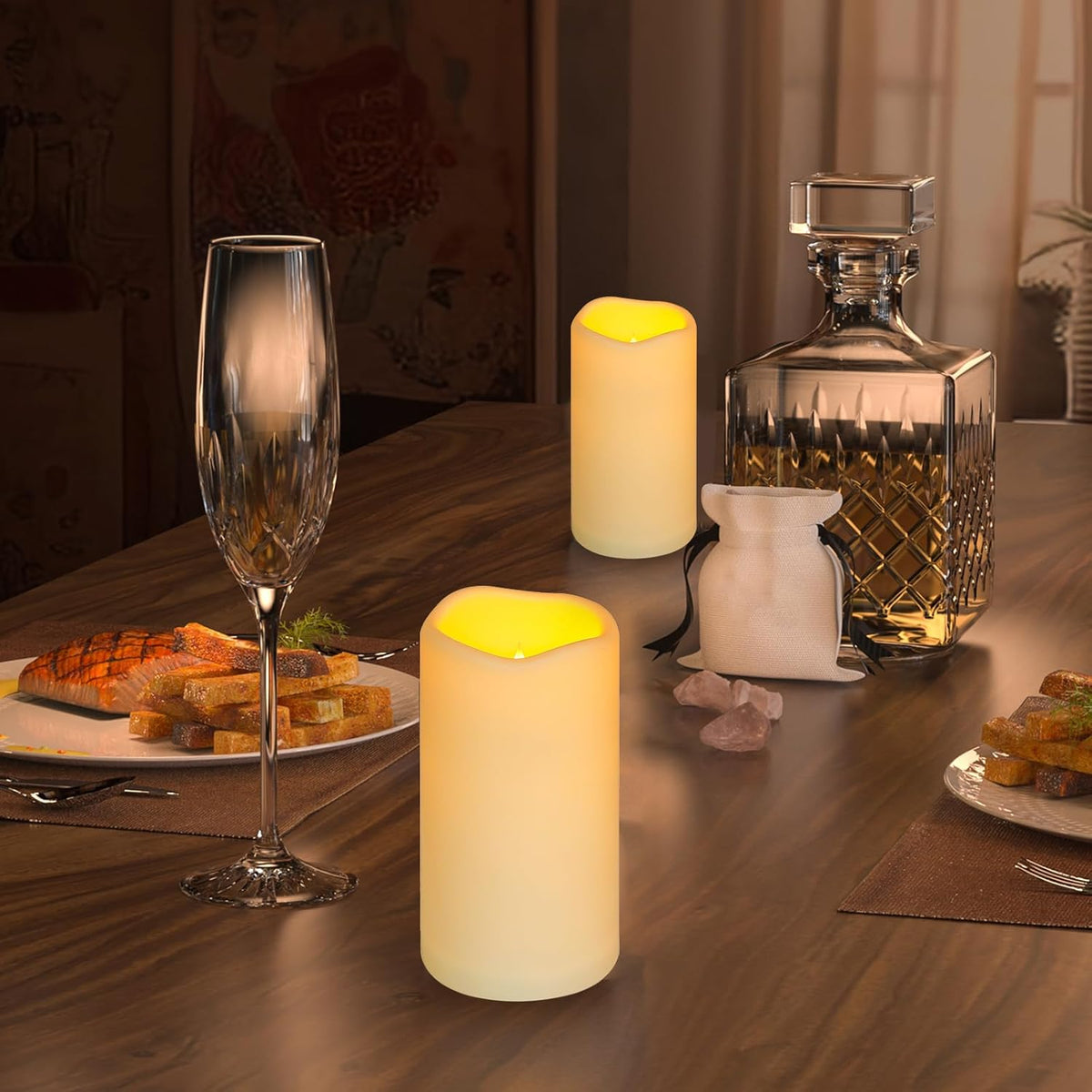 Enido Flameless Candles LED Candles Outdoor Waterproof Candles(D: 3" x H: 6") Battery Operated