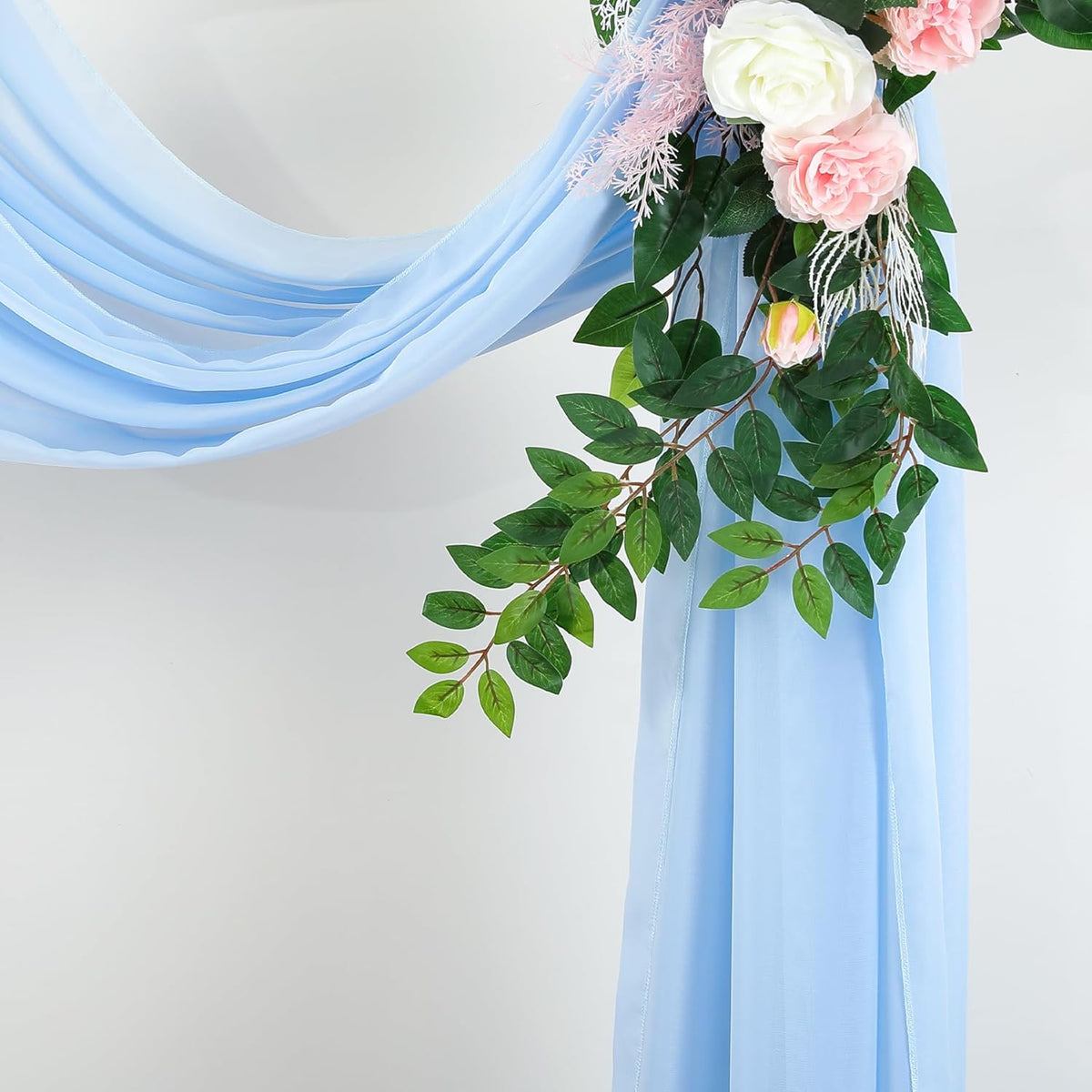 Wedding Arch Draping Fabric, 2 Panels 18FT Baby Blue Sheer Backdrop Curtain Chiffon Fabric Drapes
