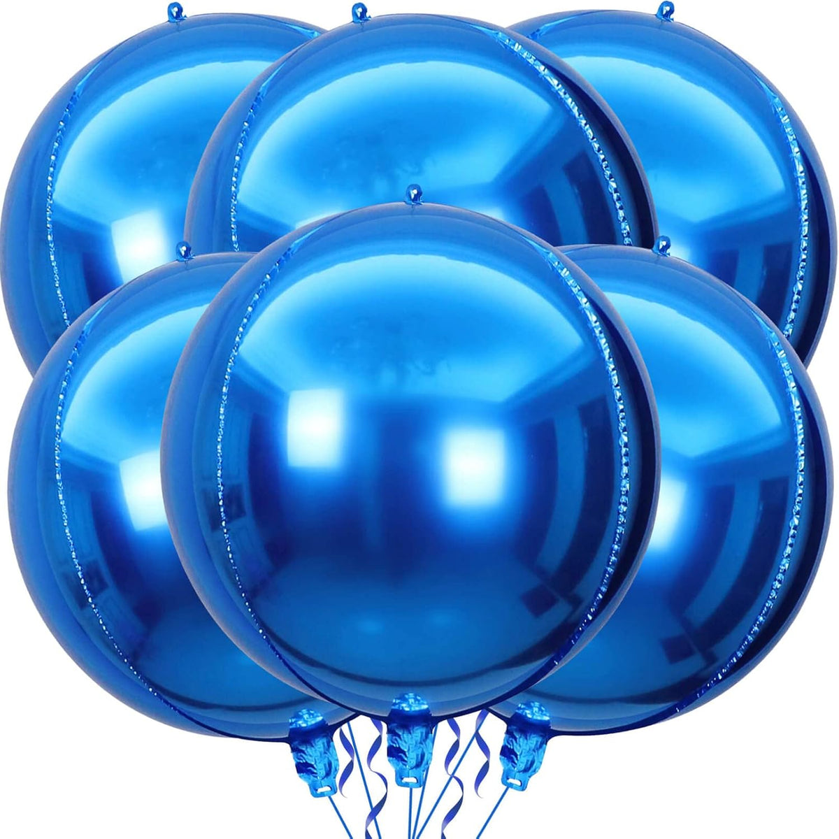LHOAVWE 6 Pack Blue 22 Inch 4D Big Round Foil Balloons for Wedding, Birthday, Bridal Shower, Baby
