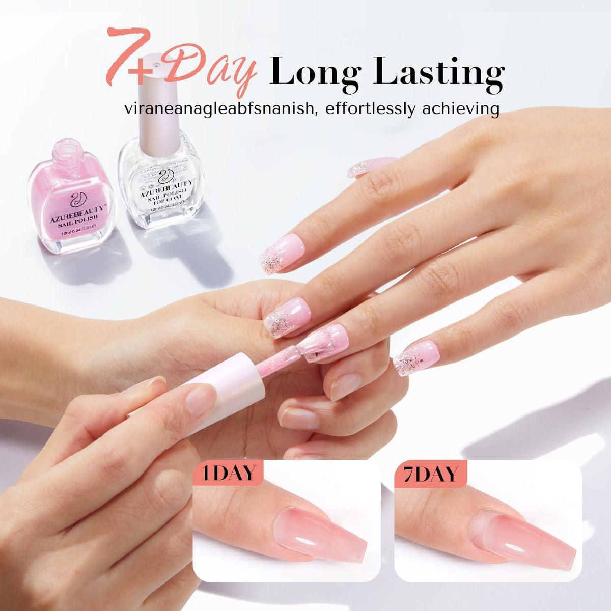 AZUREBEAUTY Jelly Nail Polish Set Quick Dry Transparent Nude Pink Purple Brown 4 Colors Sheer