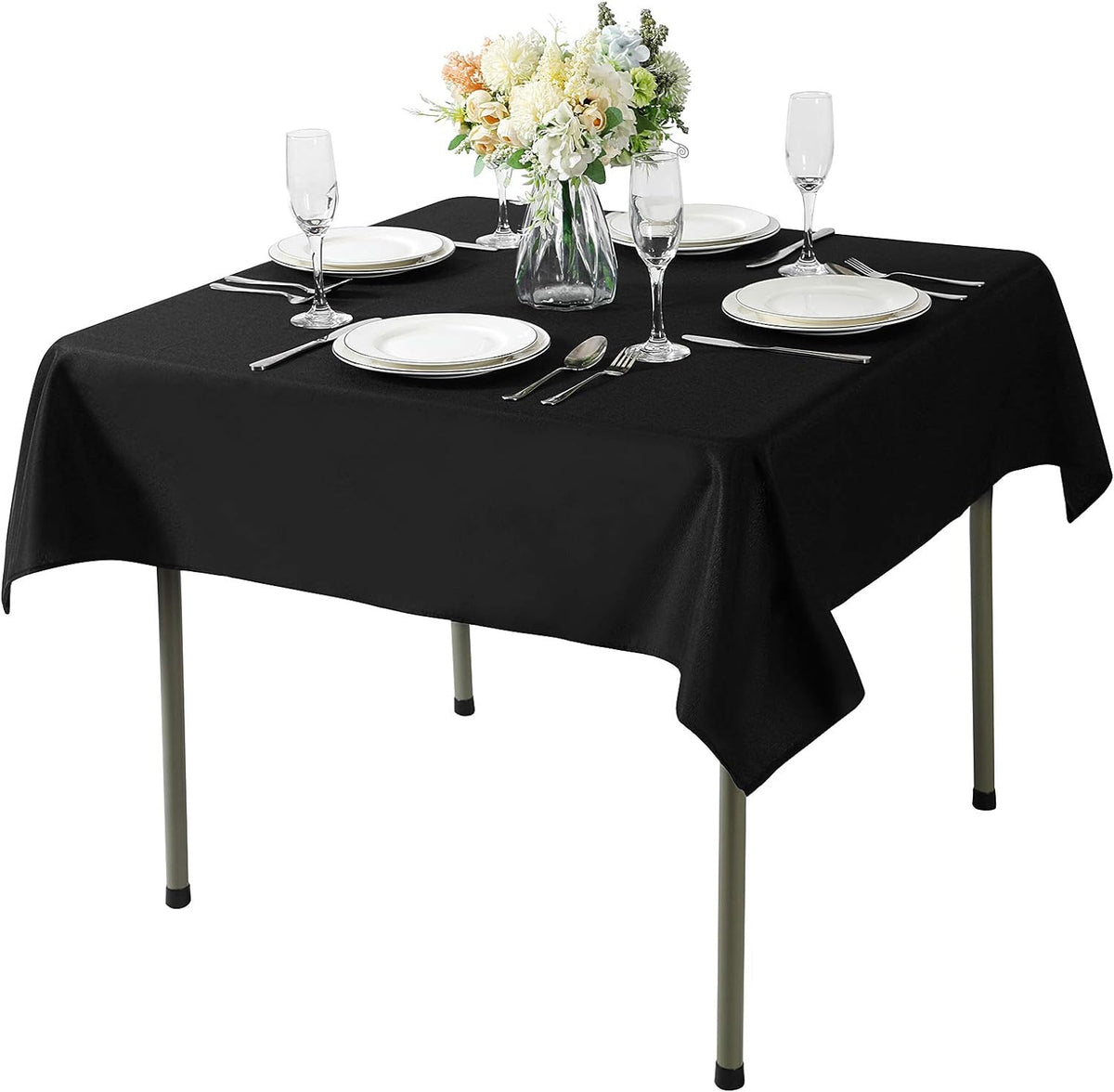 Cupuamon Square Tablecloth 52x52 inch Washable Polyester Fabric Table Cloth for Wedding Party