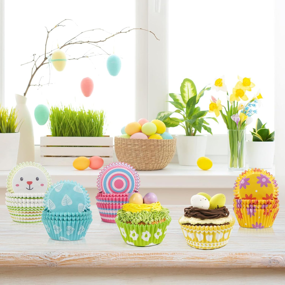 600 Count Easter Cupcake Liners for Baking Mini Baking Cups Easter Holiday Cupcake Wrappers for