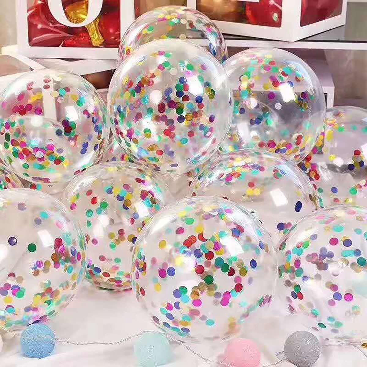 KALOR 50pcs Multicolor Foil Confetti Balloons,12 inch Latex Balloon with Rainbow Confetti Inside