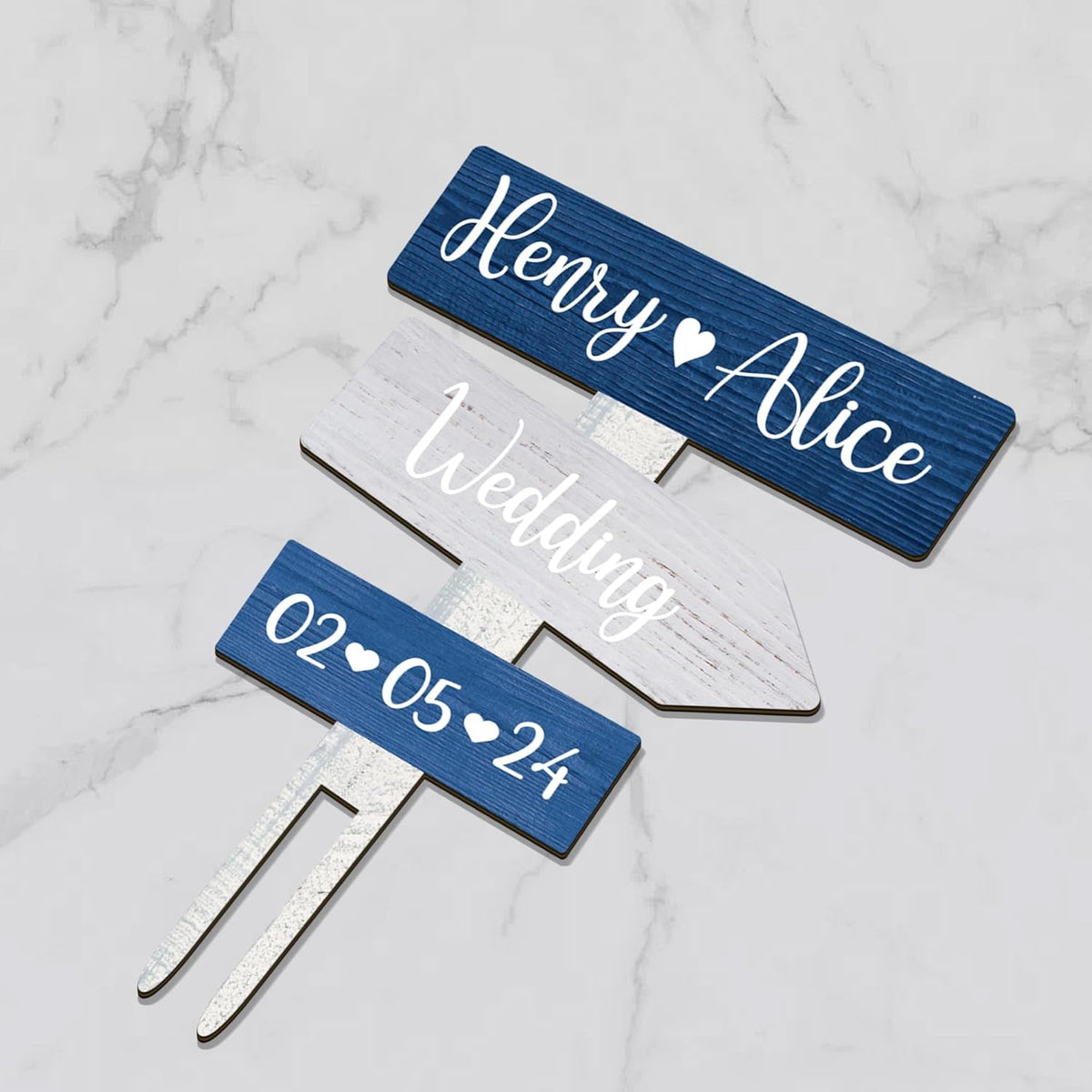 Personalized Ocean Themed Wedding Cake Topper in Wood Custom Bride & Groom Names Initials Wedding