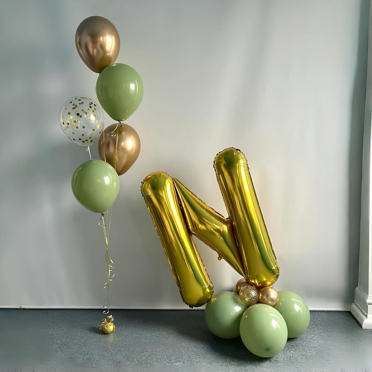 40 Inch Gold Alphabet Balloons - Large Self-Inflating Custom Letter N Decor for Name Words - Helium